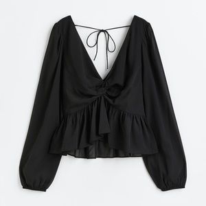 H&M Cute Sheer Black Long Sleeve Top